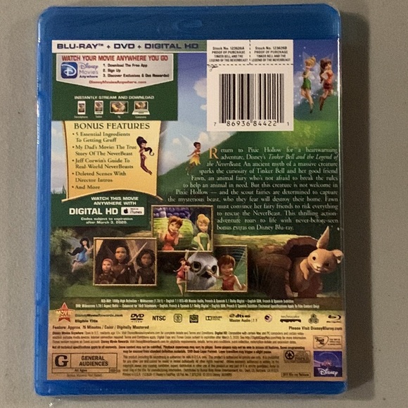 TinkerBell and the legend of the NeverBeast Blu Ray + DVD + Digital HD - Picture 2 of 4